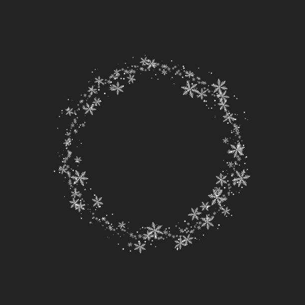 istock A circle of snowflakes and snowstormson a dark gray background. Winter vector illustration. Merry Christmas and Happy New Year 2022. 1351042023