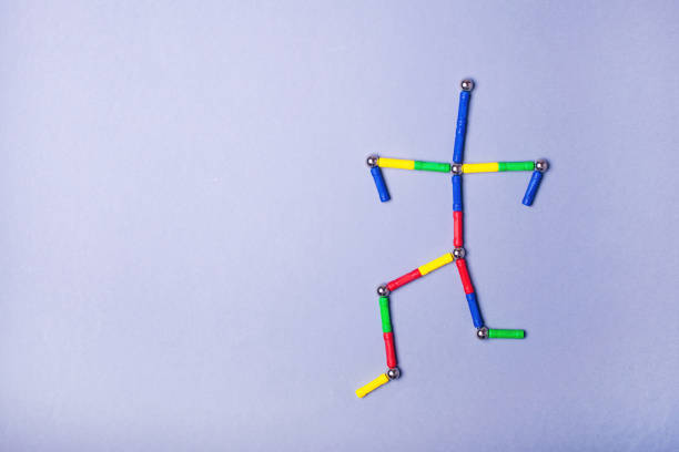 Bright magnetic constructor for children: creating shapes from sticks and balls. Children's educational game. Development and logic.