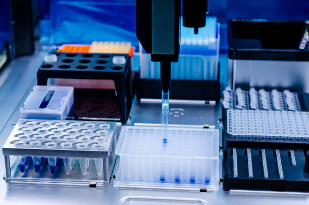 istock Close-up of PCR test automation laboratory 1351045101