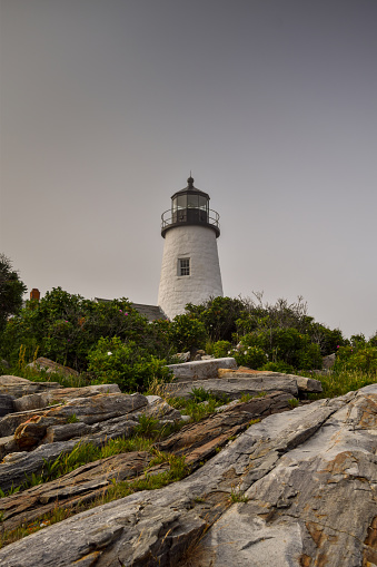 Lighthouse amongst the rocks in Maine