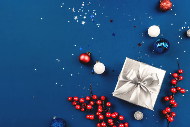istock Christmas background of gift box and decorations. 1351047362