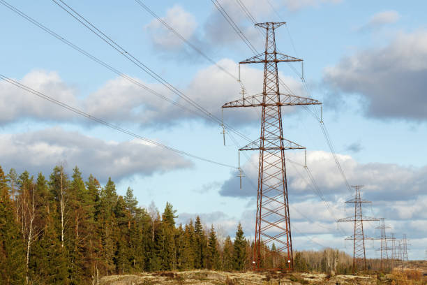 istock High voltage electric transmission tower. 1351048543