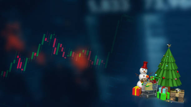 istock The Christmas tree and shopping cart on business chart background  3d rendering 1351048763