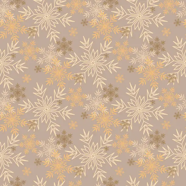 Vector illustration of Christmas seamless pattern snowflake snow crystal, winter festive ornament for design