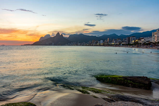 istock Beautiful sunset behind the mountains and sea 1351051644