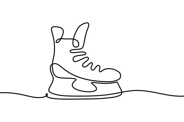 Ice skate Ice skate in continuous line art drawing style. Minimalist black linear design isolated on white background. Vector illustration hockey skates stock illustrations