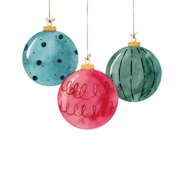 Vector illustration of Watercolor christmas ball decoration