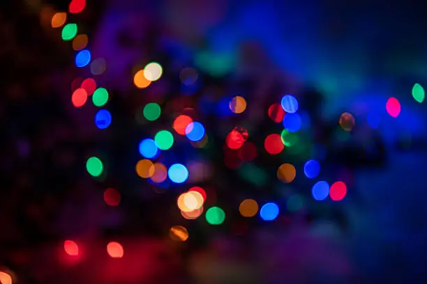 Photo of abstract light bokeh image, festivity lights texture