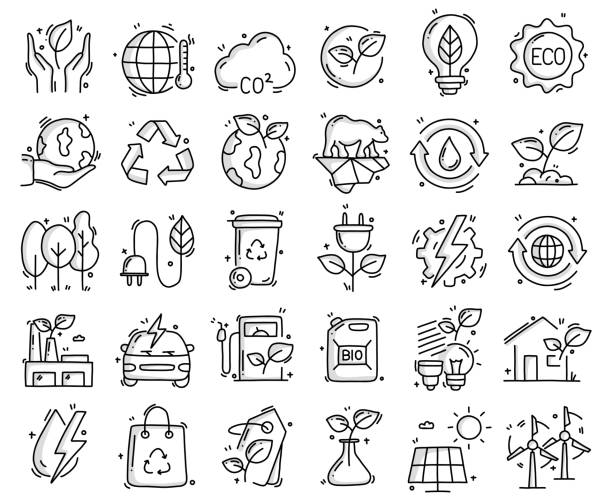 Ecology and Environment Related Objects and Elements. Hand Drawn Vector Doodle Illustration Collection. Hand Drawn Icons Set. Ecology and Environment Related Objects and Elements. Hand Drawn Vector Doodle Illustration Collection. Hand Drawn Icons Set. car sketches stock illustrations