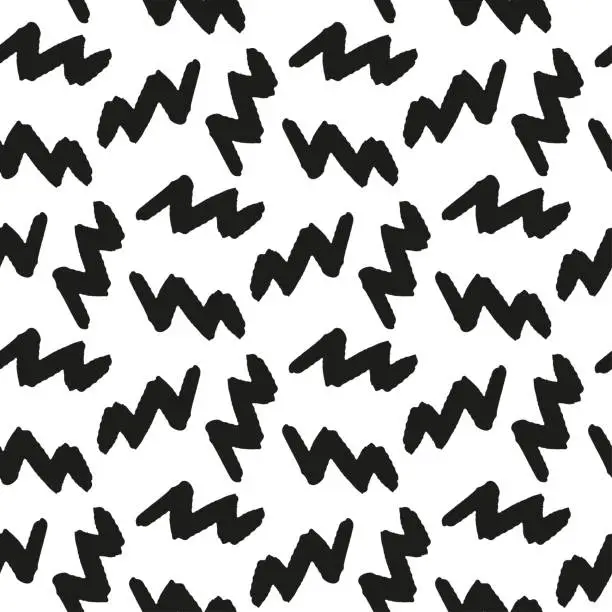 Vector illustration of Black ink curves lines isolated on white background. Monochrome geometric seamless pattern. Vector flat graphic hand drawn illustration. Texture.