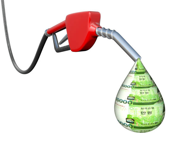 istock Gas pump with Korean Won drop 1351055743