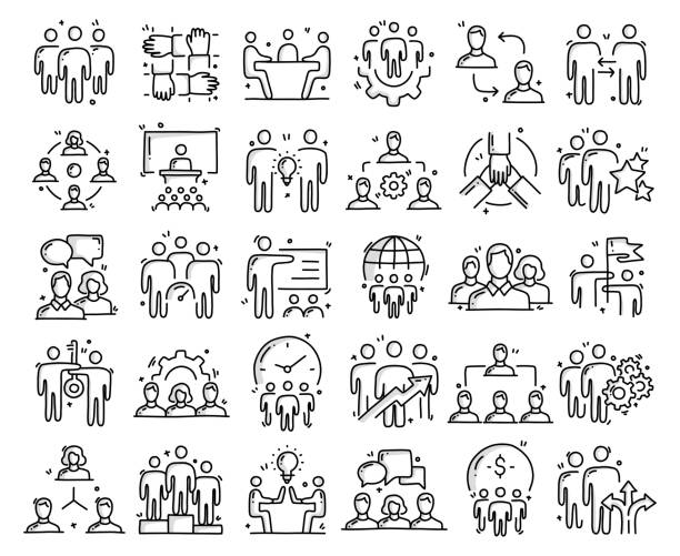Teamwork Related Objects and Elements. Hand Drawn Vector Doodle Illustration Collection. Hand Drawn Icons Set. Teamwork Related Objects and Elements. Hand Drawn Vector Doodle Illustration Collection. Hand Drawn Icons Set. entrepreneur drawings stock illustrations