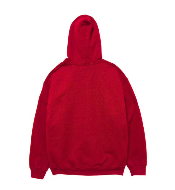 istock Blank hoodie sweatshirt color red back view on white background 1351057759