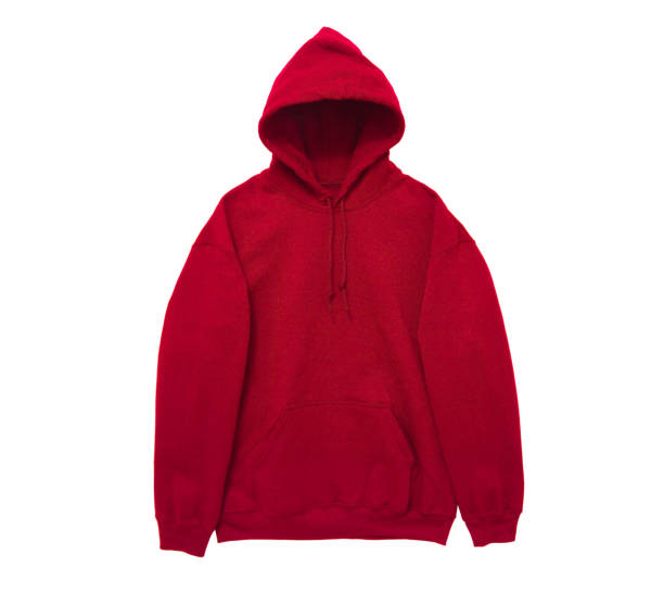 istock Blank hoodie sweatshirt color red front arm view on white background 1351057778