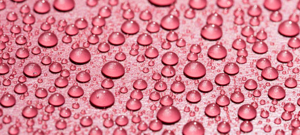 istock photo of water drops on red background 1351059701