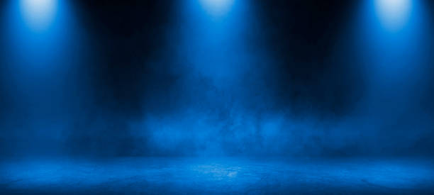 istock Empty dark scene blue abstract stage, neon light, spotlights, and studio room 1351061466