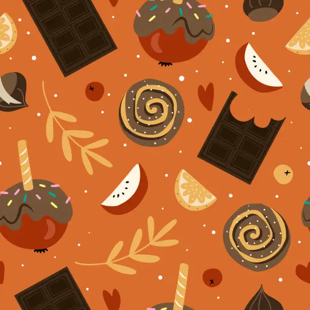 Vector illustration of Seamless pattern with seasonal sweets