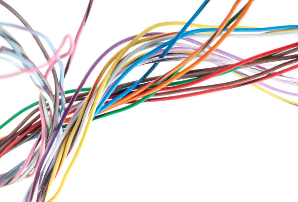 istock Multicolored electric cable isolated on white background 1351063168