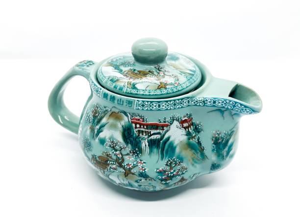 istock Old antique Chinese tea cup, navy blue 1351064304