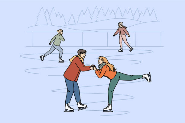 ilustrações de stock, clip art, desenhos animados e ícones de active leisure in winter concept - winter men joy leisure activity