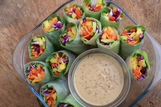 istock rice paper rolls with vegetables and peanut sauce 1351069041