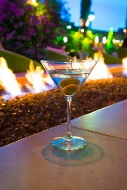 istock Martini By Gas Fire Pit at Hotel. 1351070184