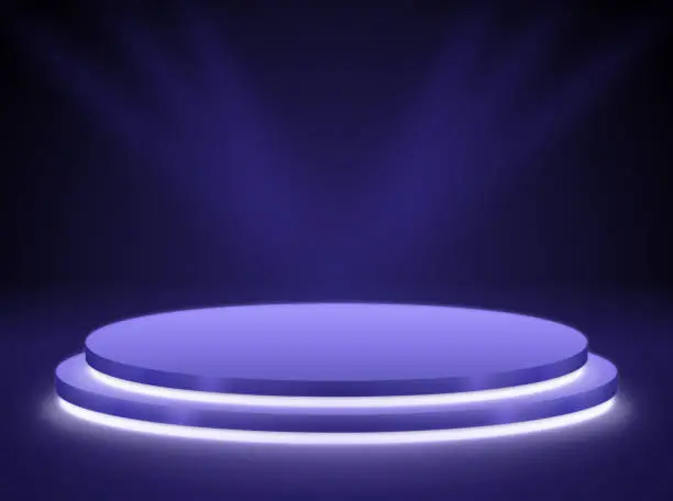 Vector illustration of Glowing Display Platform Pedestal Podium