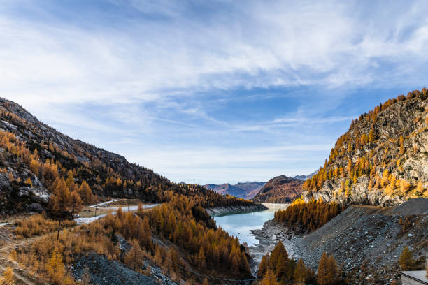 istock Panorama view on autumn valley forest 1351072517