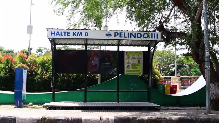 bus stop in city of Banjarmasin, Indonesia