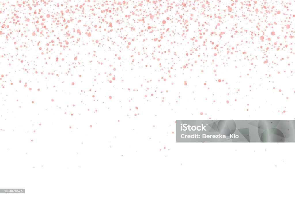 Rose Gold Glitter Holiday Confetti On White Background Vector Stock
