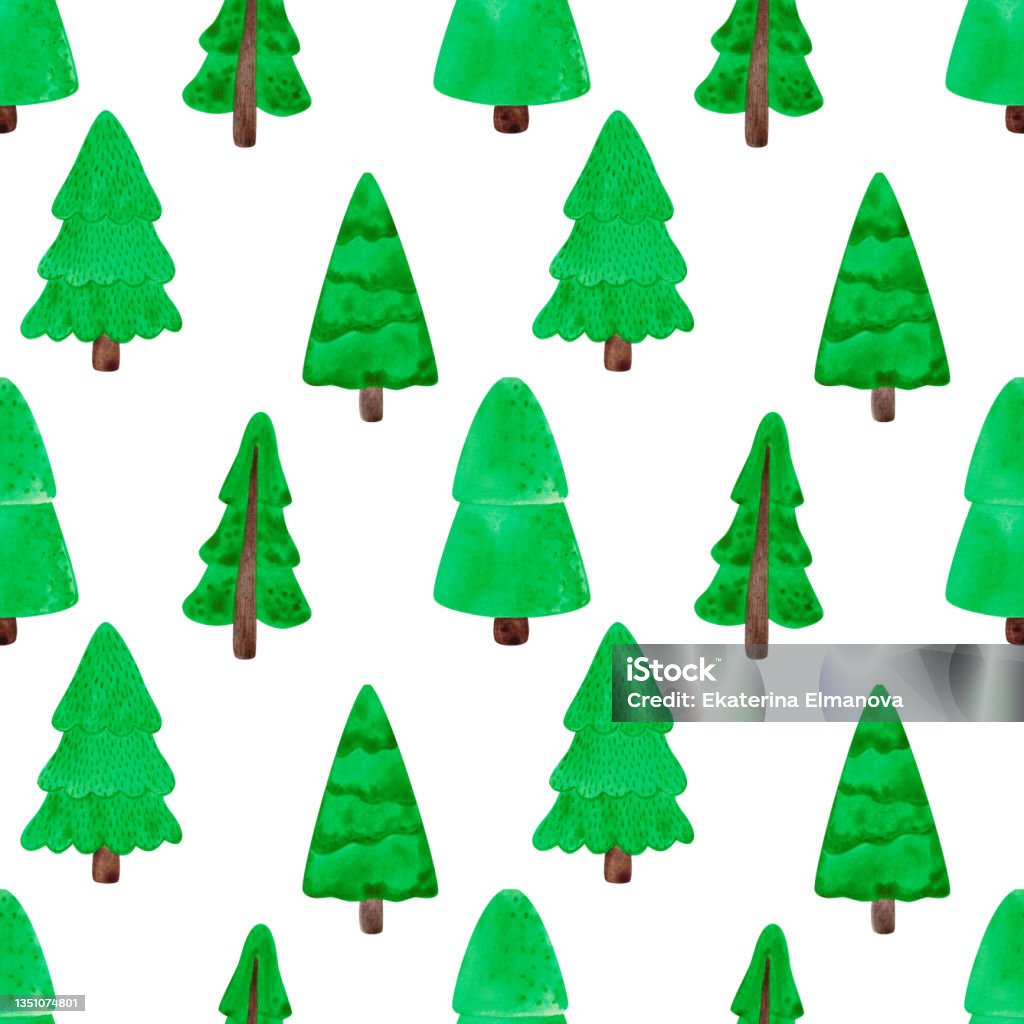 Simple Fir Tree Activity Simple Firtrees Pattern Stock Illustration - Download Image Now ...