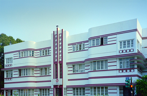 Maputo, Mozambique: colonial Art Deco - IEG building on Avenida Mao Tse Tung, architect Abel da Silva Pascoal, 1945, now a management school, originally a residential building.