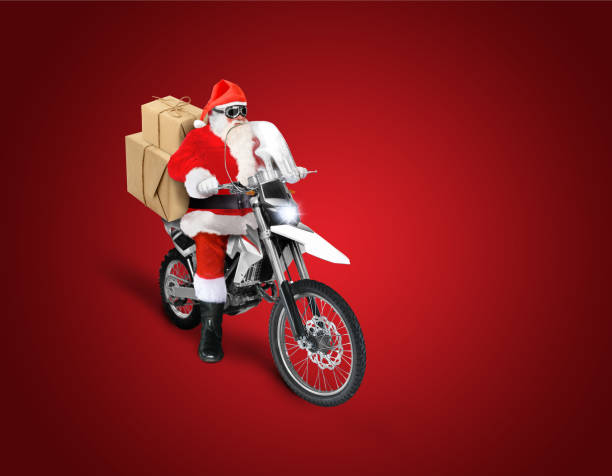 istock Santa delivering Christmas or New Year presents 1351075510