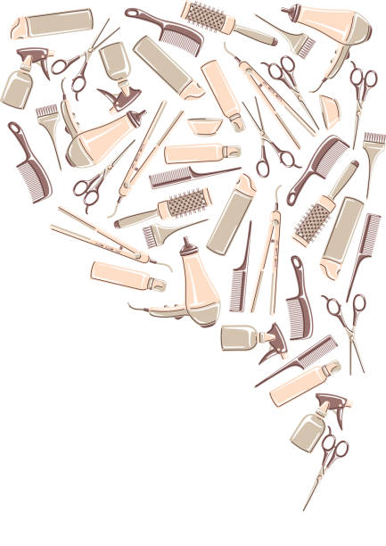 istock Barbershop background with professional hairdressing tools. Haircutting illustration. 1351075686