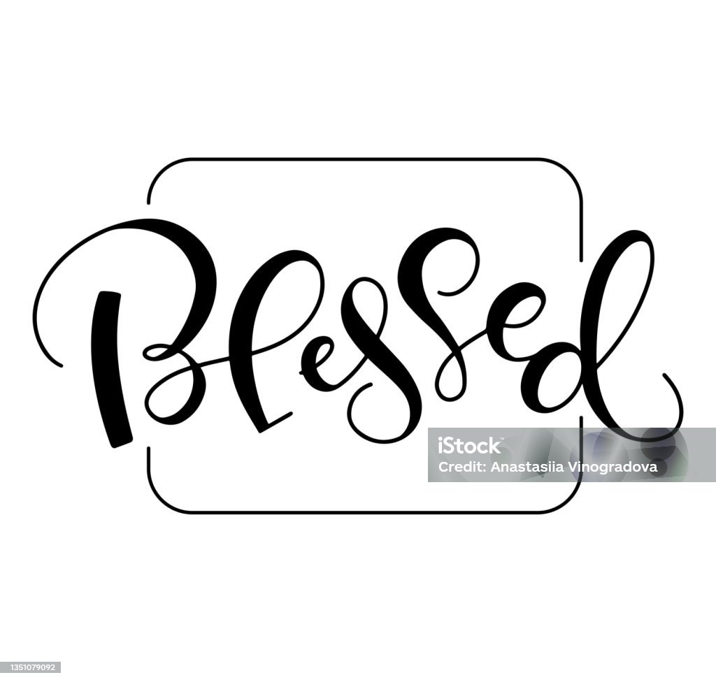 Blessie Lettering Blessed Black Lettering Isolated On White Background Design Element For ...