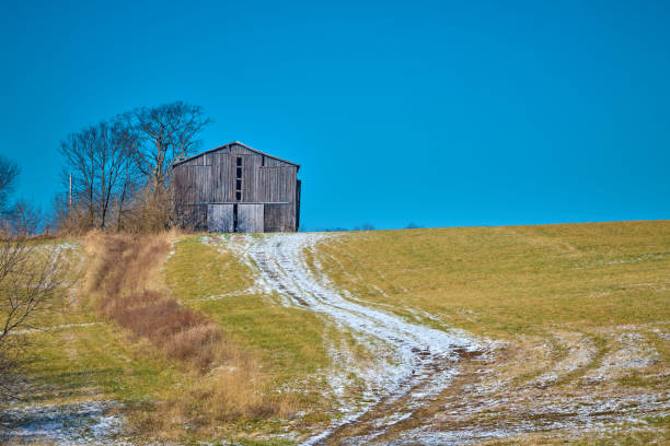Old White Barn on a Farm on a Country