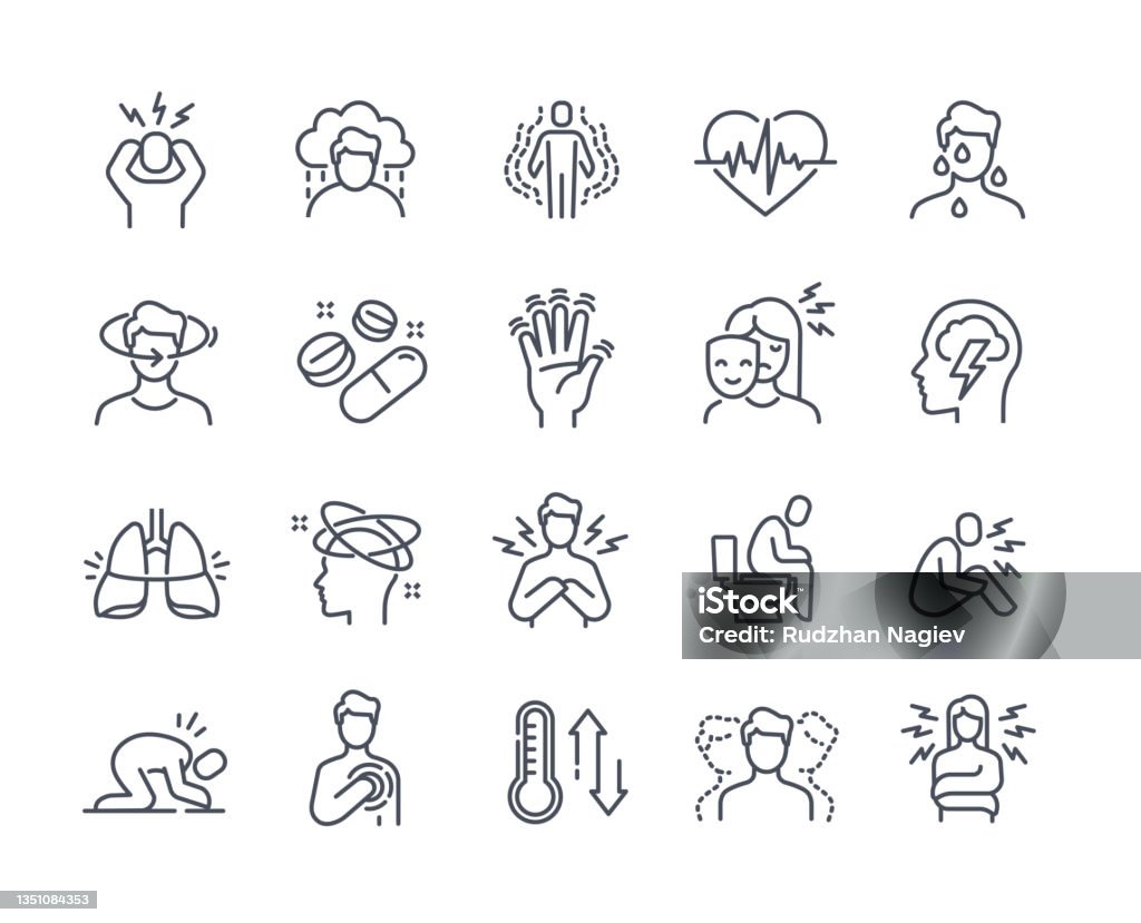Panic disorder icon set - Royalty-free Simge Vector Art Panic disorder icon set - Royalty-free Simge Vector Art
