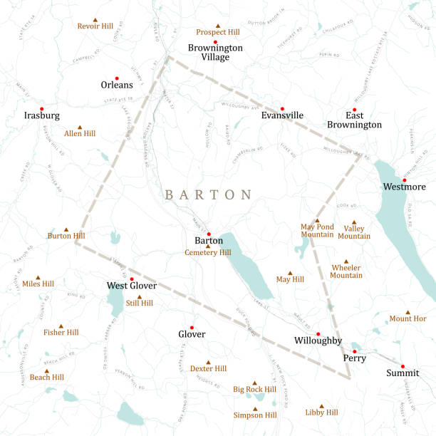 VT Orleans Barton Vector Road Map VT Orleans Barton Vector Road Map. All source data is in the public domain. U.S. Census Bureau Census Tiger. Used Layers: areawater, linearwater, roads, rails, cousub, pointlm, uac10. evansville indiana stock illustrations