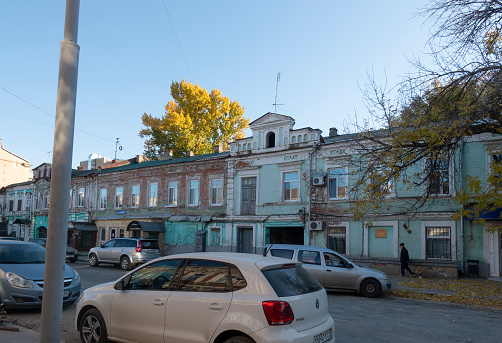 Saratov, Russia. October 13, 2021 An old building on Kiseleva street