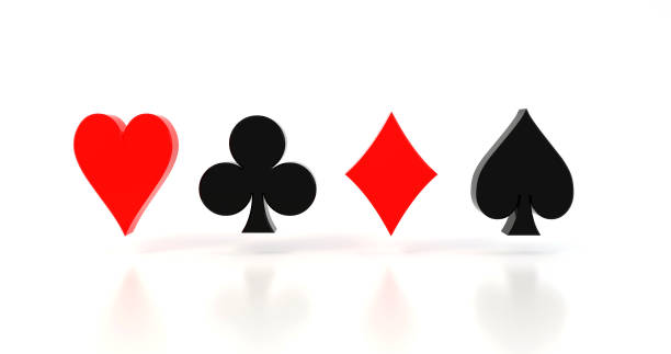 istock Modern Red And Black Card Symbols On White - 3D Illustration 1351092215