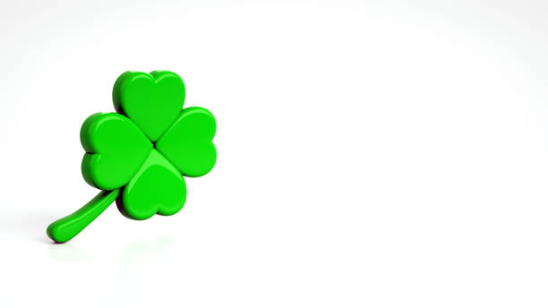 istock Modern Green Gambling Clover On White - 3D Illustration 1351092272