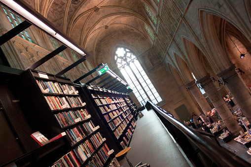 Library set up in a church