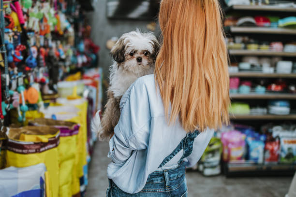 istock Woman in pet shop 1351094808