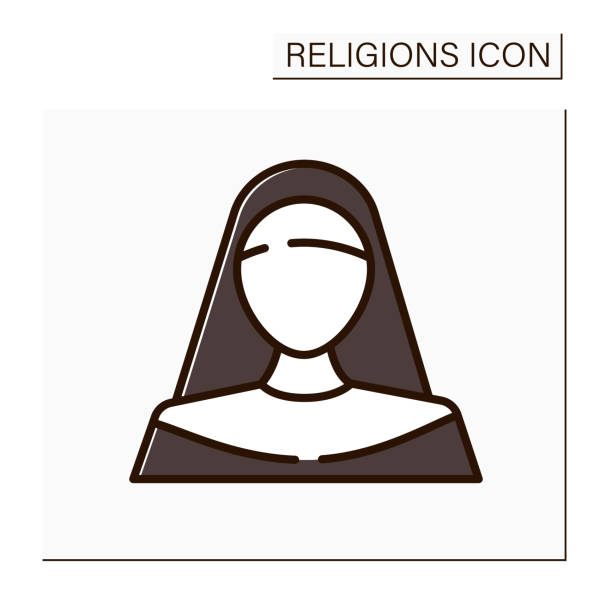 ilustrações de stock, clip art, desenhos animados e ícones de nun color icon - confessional nun