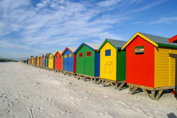 istock Colourful beach Huts at Muizenberg beach 1351098382