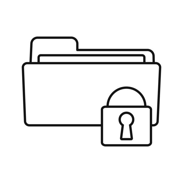 ilustrações de stock, clip art, desenhos animados e ícones de protected web folder vector flat design icon - file security confidential document