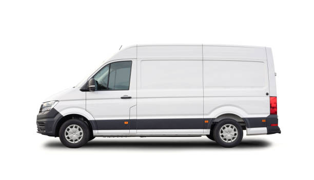 istock Side view of white van for branding 1351100915