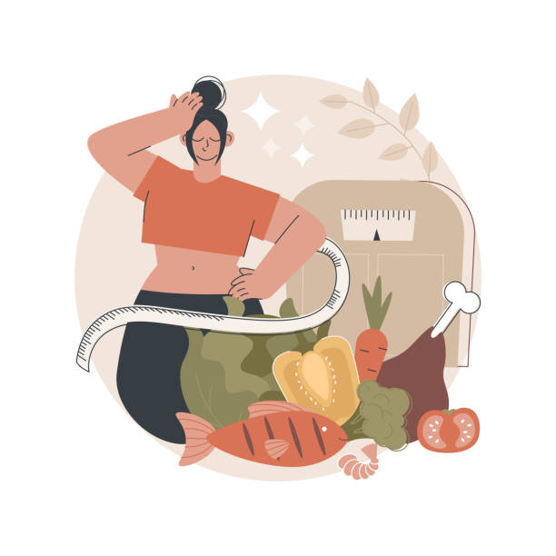 ilustrações, clipart, desenhos animados e ícones de ilustração vetorial de conceito de dieta dukan. - de dieta