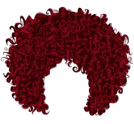 trendy curly  Red hair  . realistic  3d . spherical 
hairstyle . fashion beauty style .