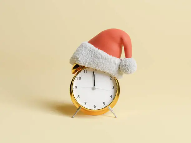 Photo of alarm clock with Santa Claus hat